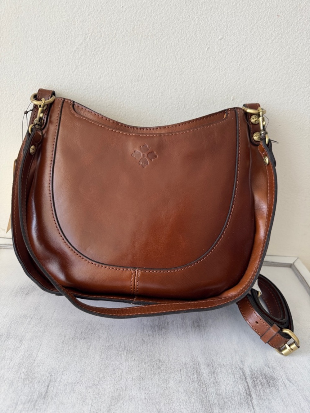 Patricia Nash Caletta Hobo Crossbody Bag Distessed VTG Leather Cognac - Picture 3 of 14